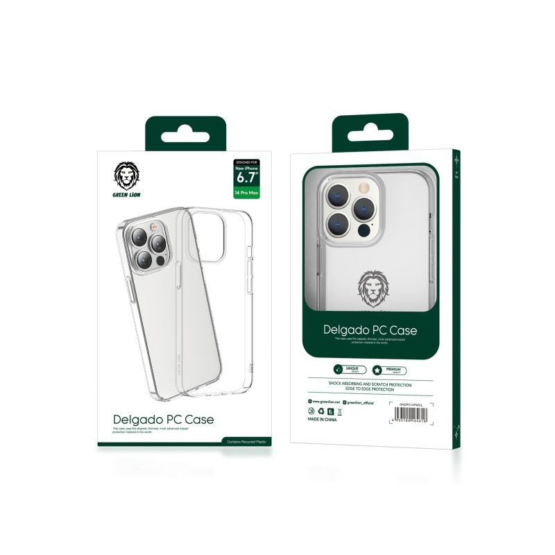 Green Lion Delgado PC Case For IPhone 14 max - Clear کاور گوشی
